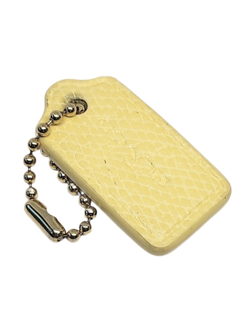 🆕 Coach 1.5" Y2K Exotic Yellow Patent Leather Hangtag Keychain Mini Bag Charm